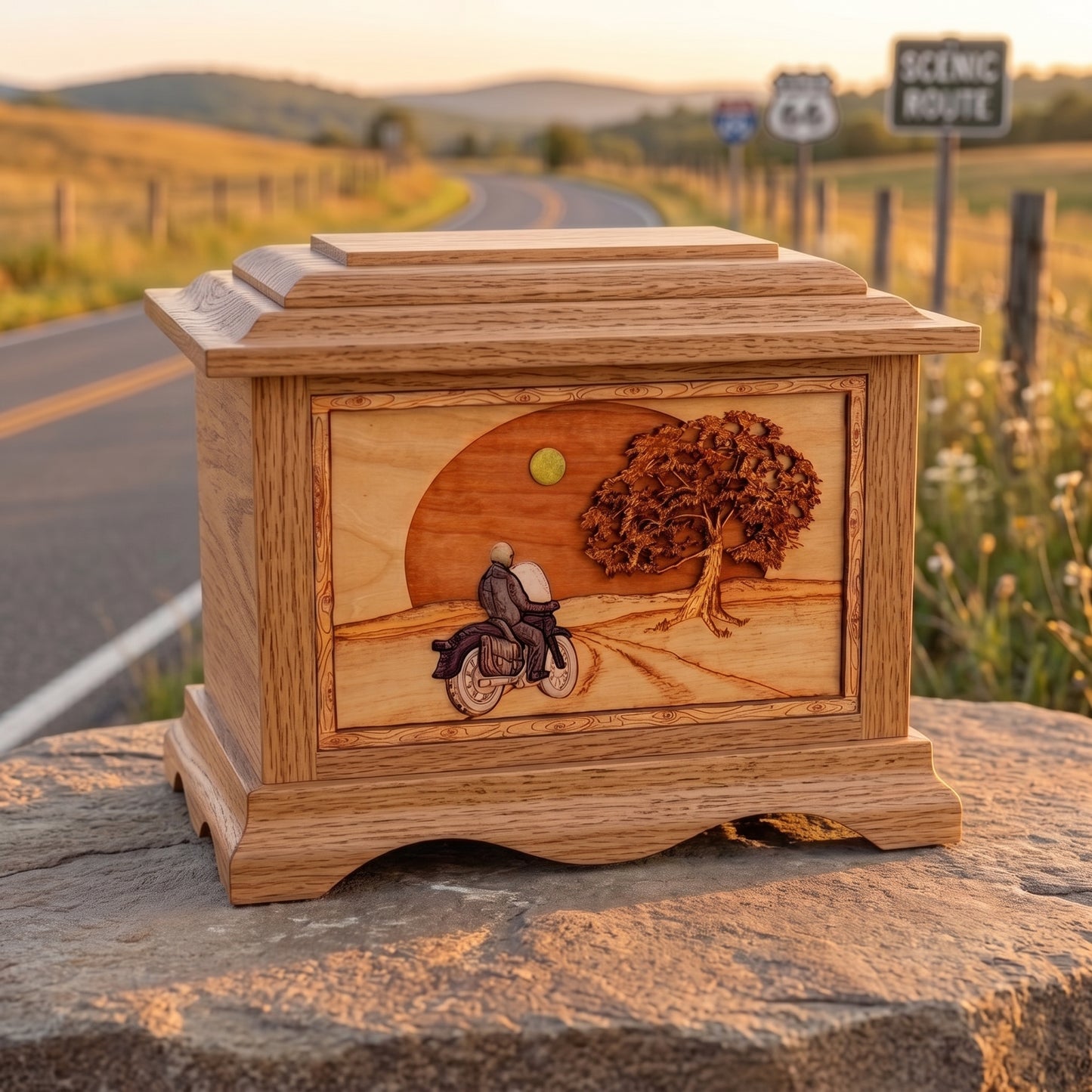 Ambassador Motorcycle With Moon Wood Memorial