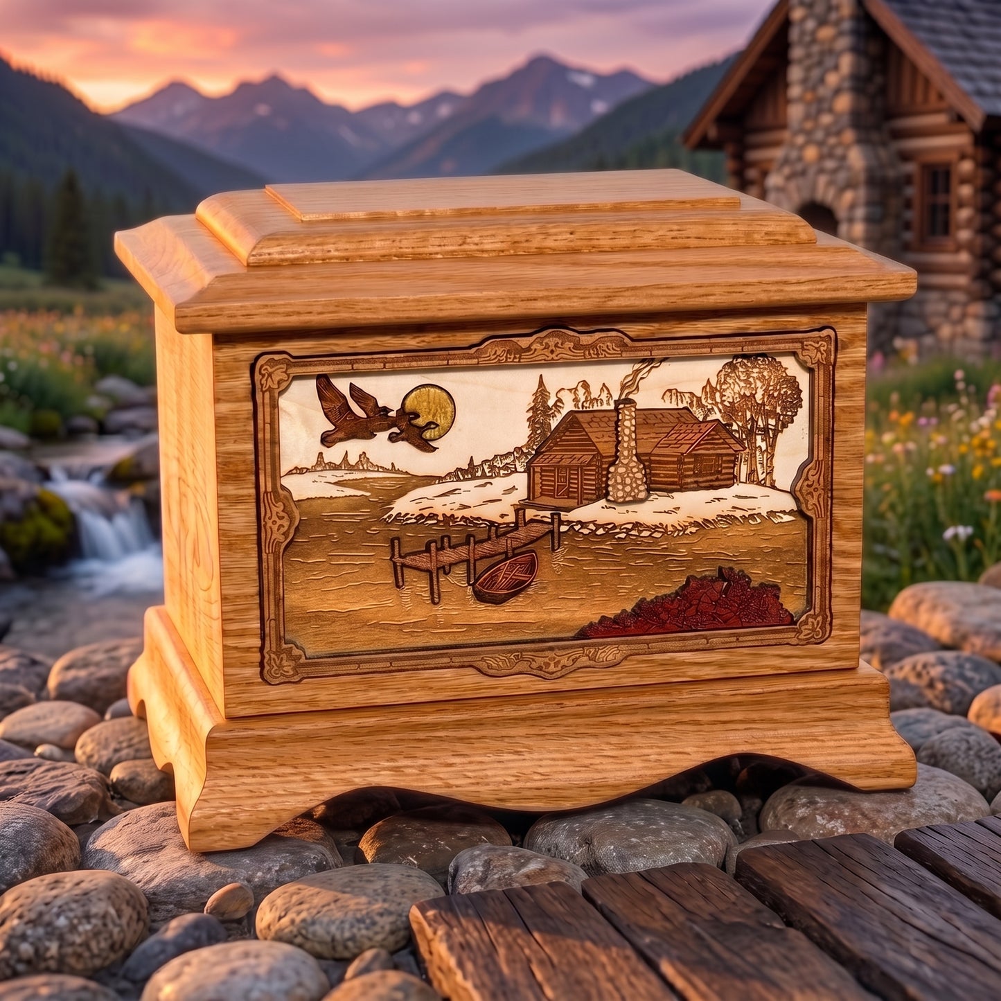 Ambassador Rustic Paradise Wood Memorial