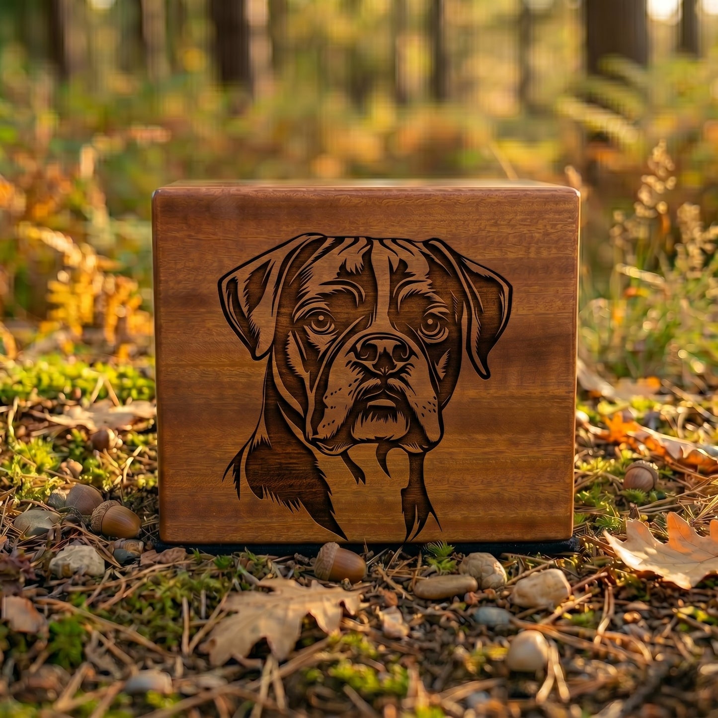 Boxer Stencil Engraved Wood Memorial