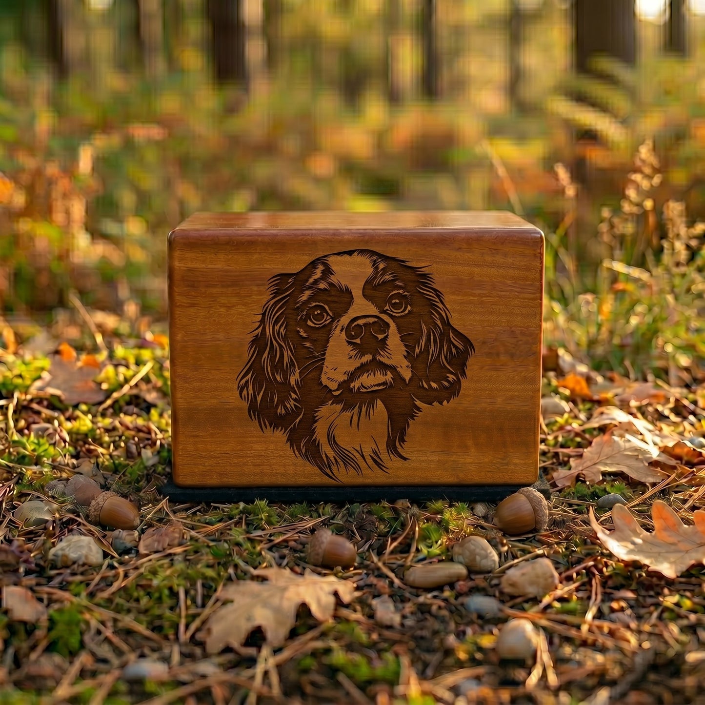 Cavalier King Charles Spaniel Stencil Engraved Wood Memorial