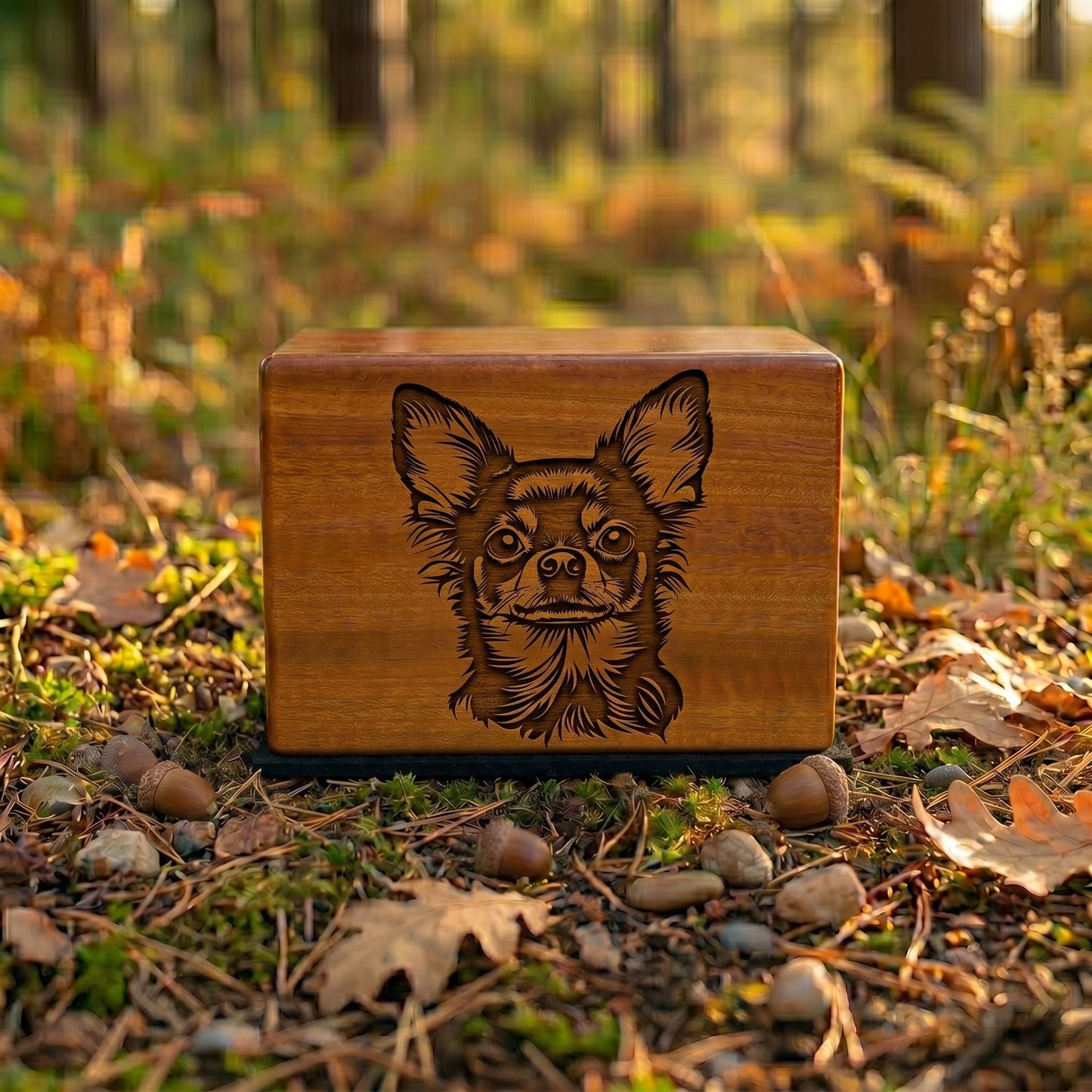 Chihuahua Stencil Engraved Wood Memorial