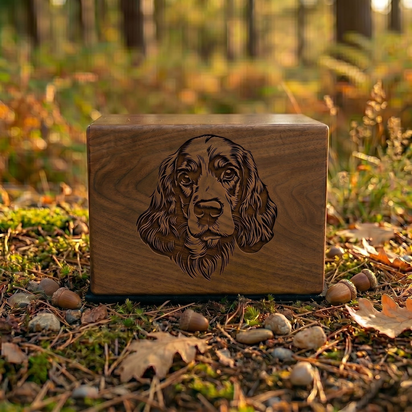 Cocker Spaniel Stencil Engraved Wood Memorial