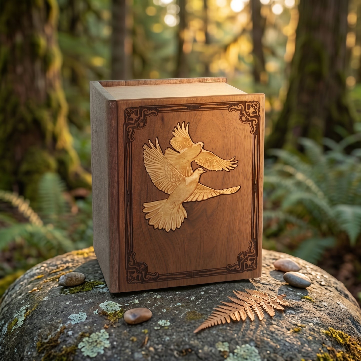 The Bible Doves Companion Wood Urn