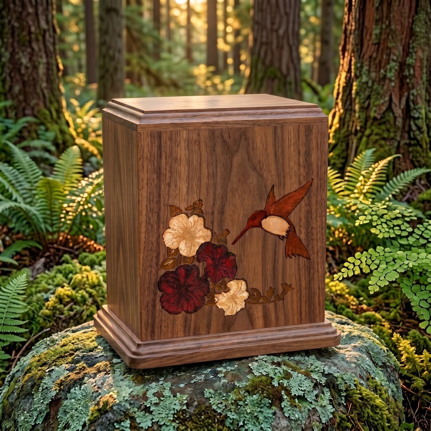 Corinthian Inlay Hummingbird Wood Memorial