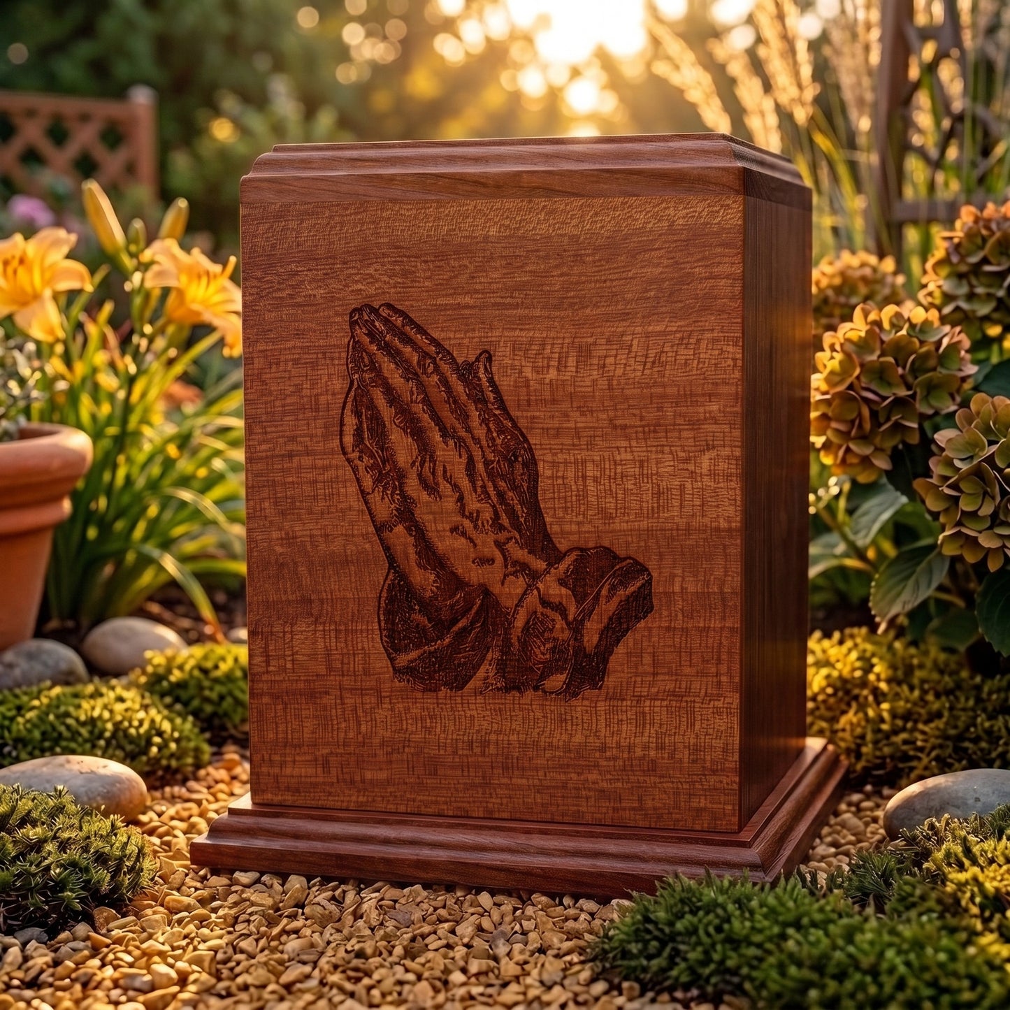 Corinthian Praying Hands Wood Memorial