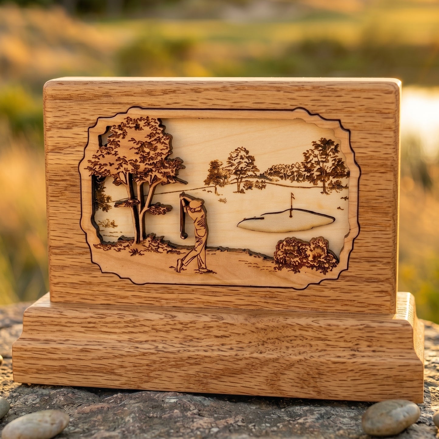 Golfing Keepsake Wood Memorial