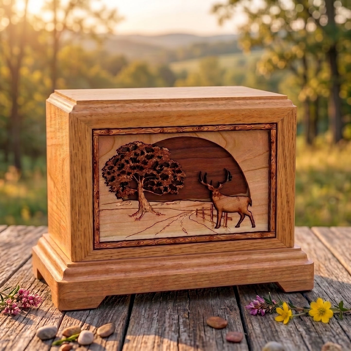 Hampton Heartland Whitetail Deer Wood Memorial