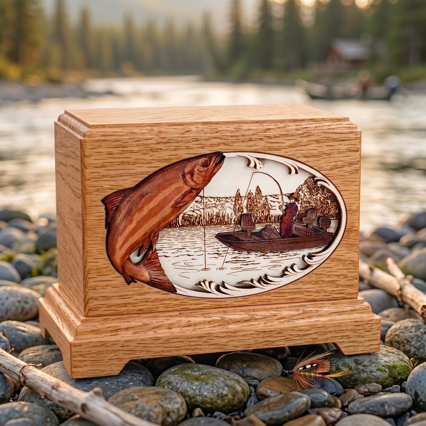 Hampton Salmon Boat Fishing Wood Memorial