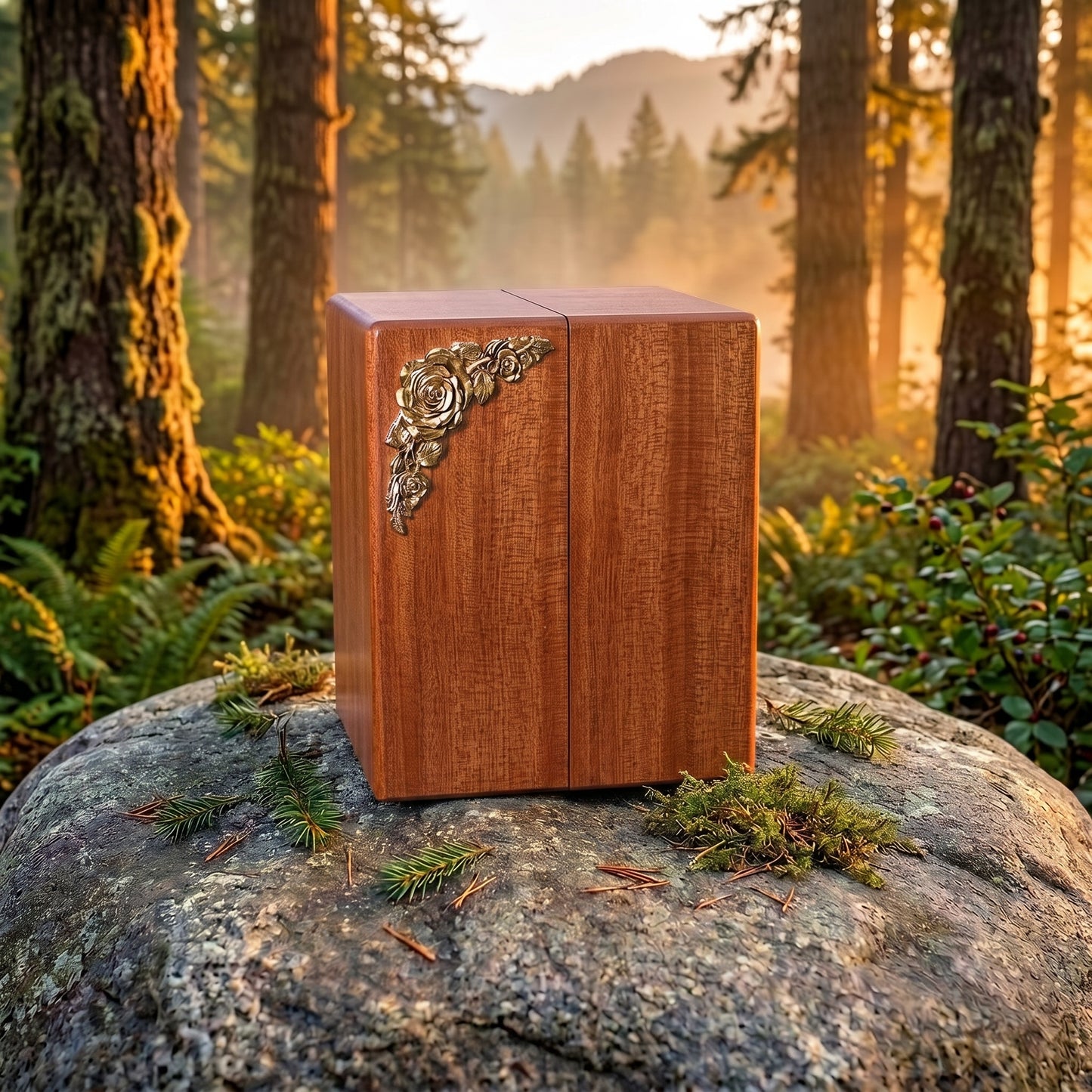 Roses Companion Wood Urn
