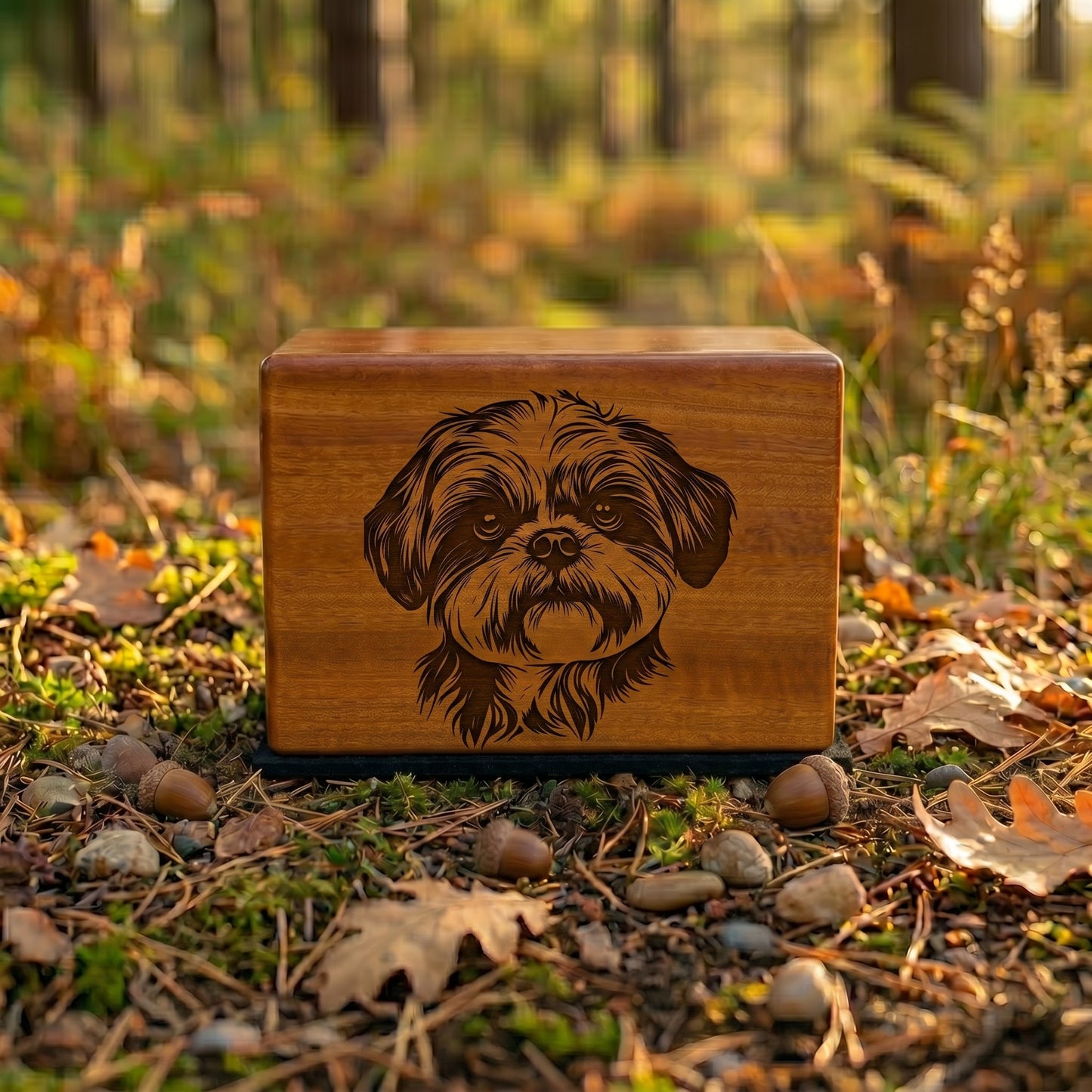 Shih Tzu Stencil Engraved Wood Memorial