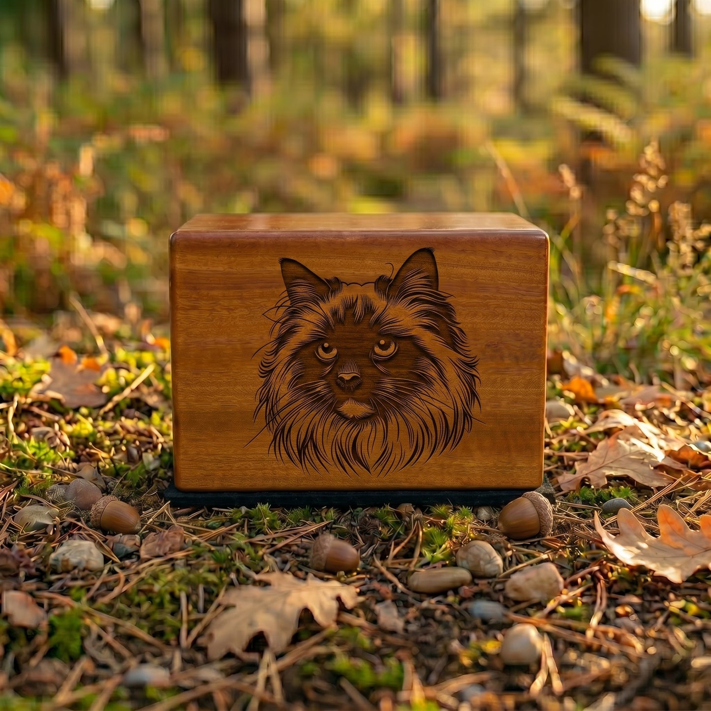 Siamese Stencil Engraved Wood Memorial
