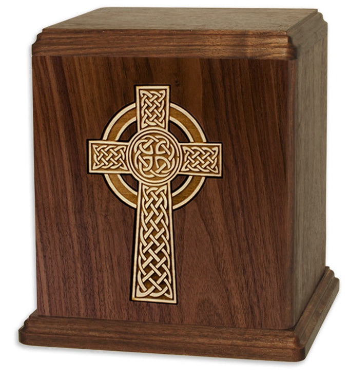 Corinthian Inlay Celtic Cross Wood Memorial