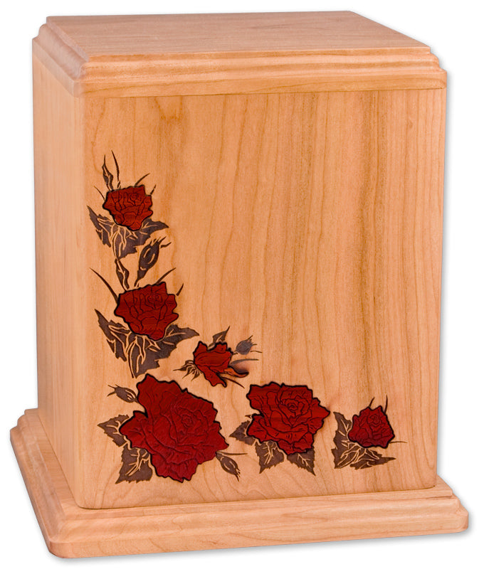 Corinthian Inlay Roses Wood Memorial
