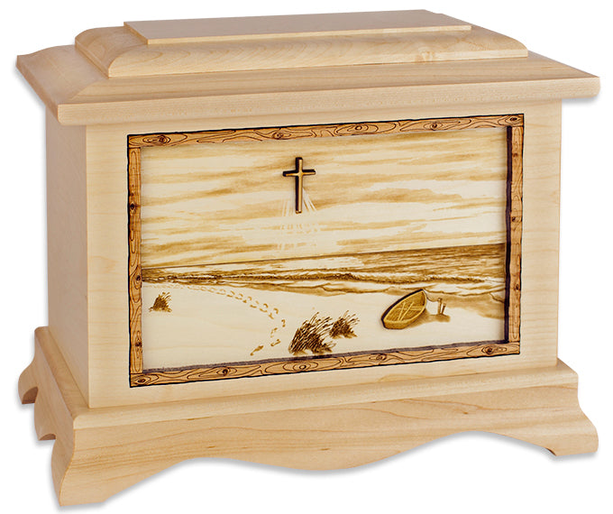 Ambassador Footprints In The Sand w/Cross Wood Memorial