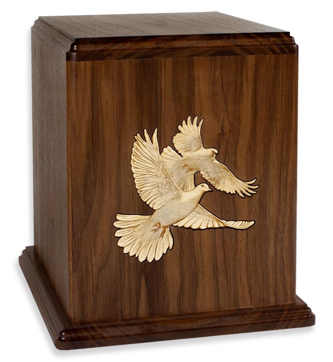 Corinthian Inlay Doves Wood Memorial