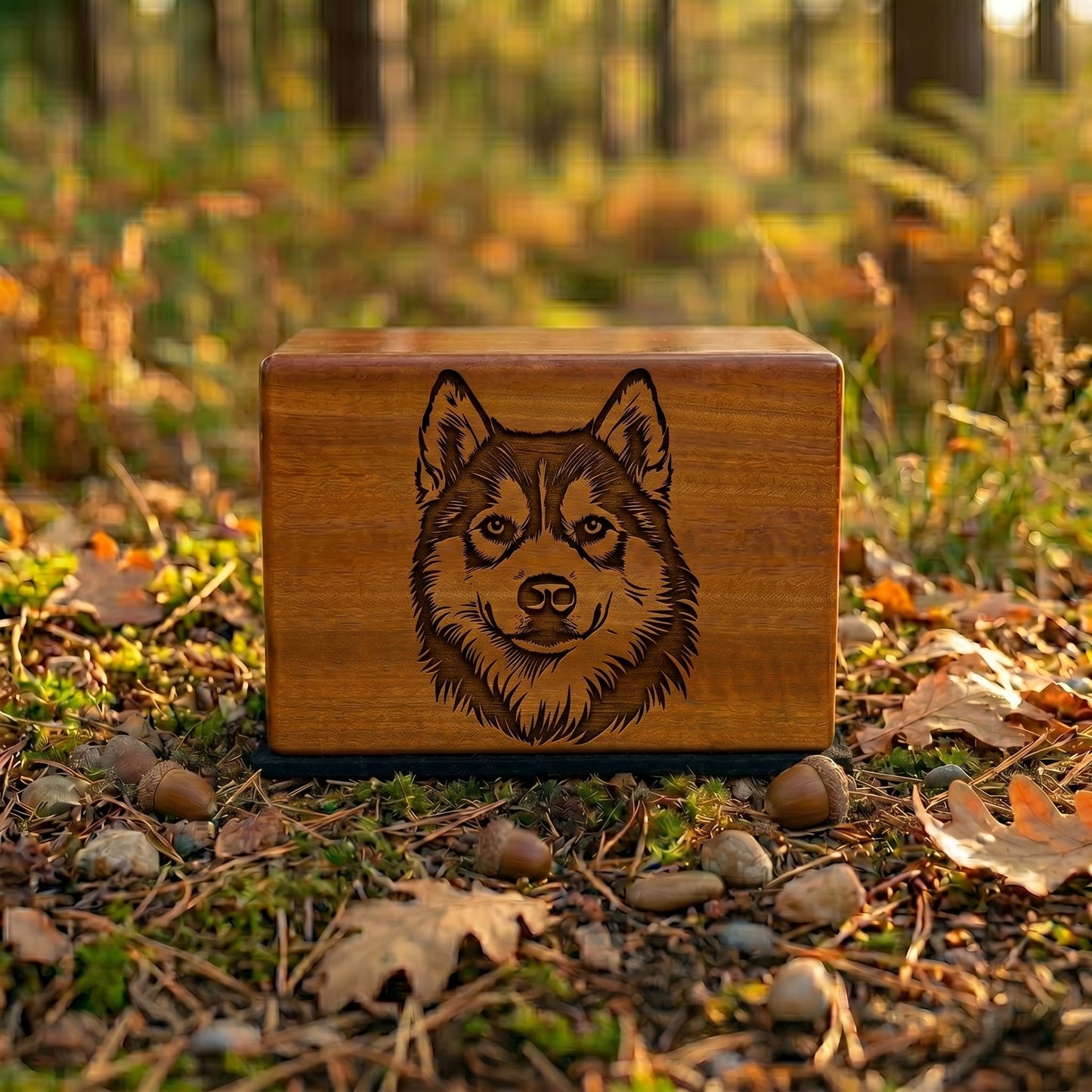 Alaskan Klee Kai Stencil Engraved Wood Memorial