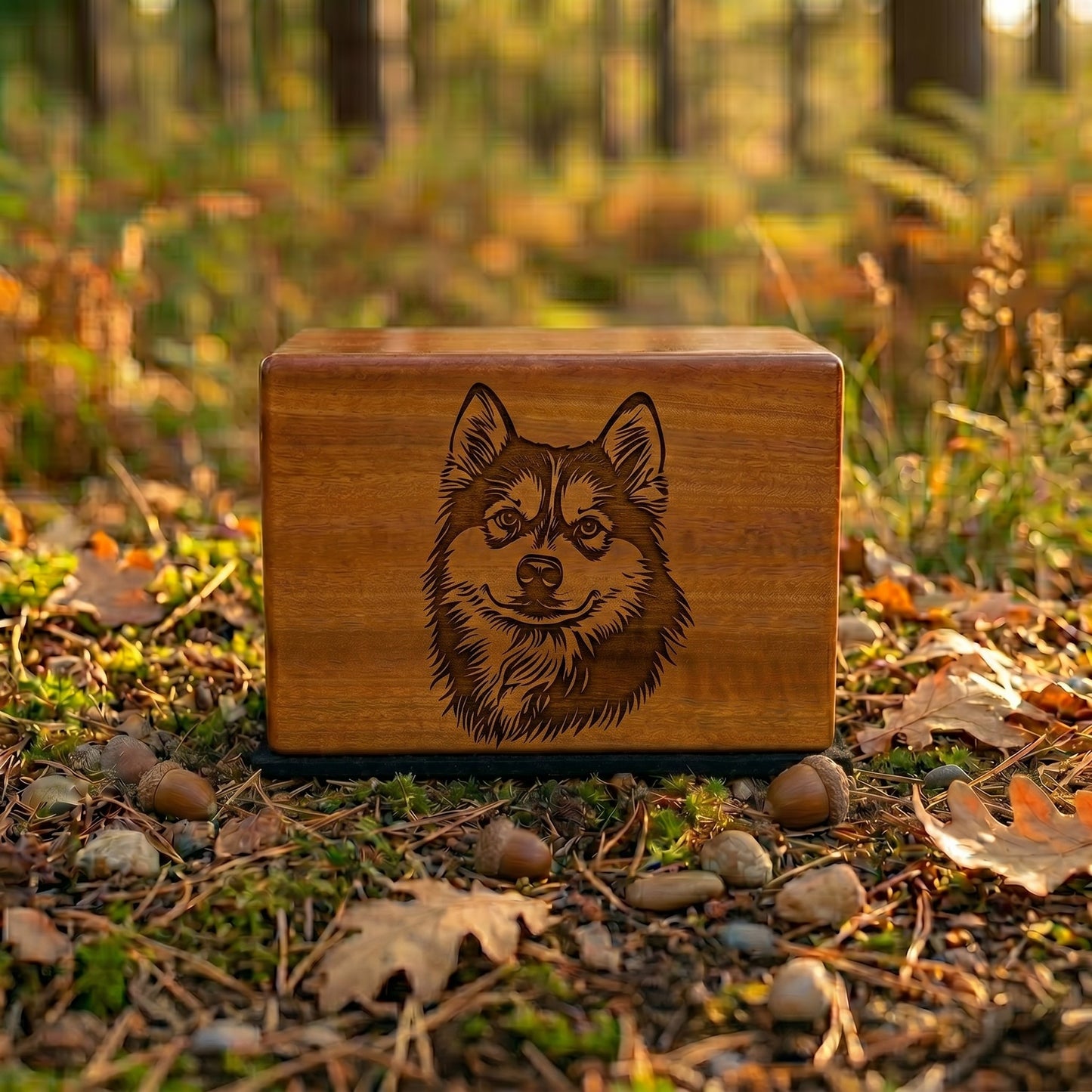 Alaskan Klee Kai Stencil Engraved Wood Memorial