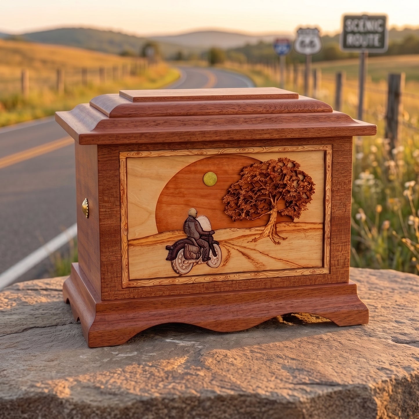 Ambassador Motorcycle With Moon Wood Memorial