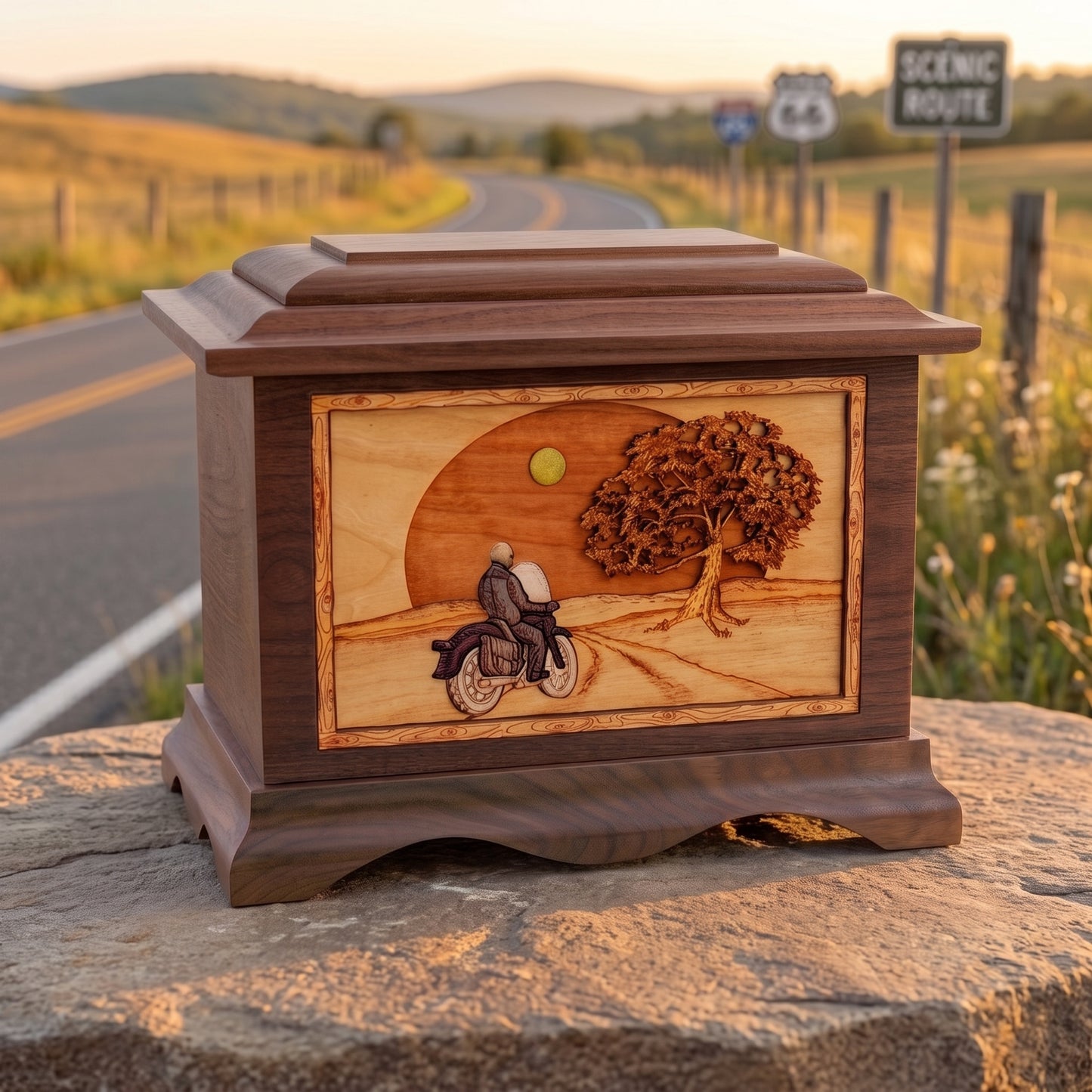 Ambassador Motorcycle With Moon Wood Memorial