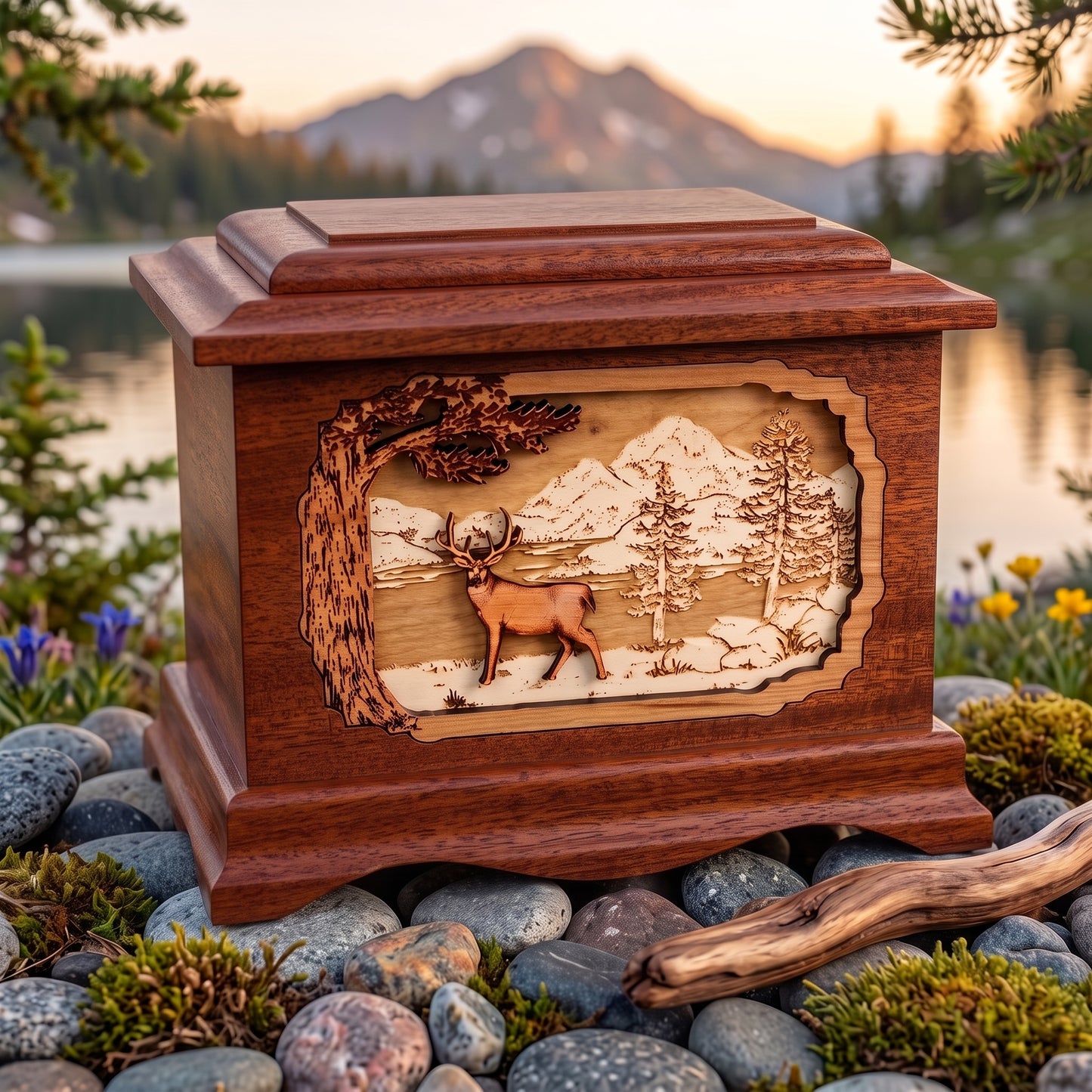 Ambassador Mountain Lakes Whitetail Deer Wood Memorial