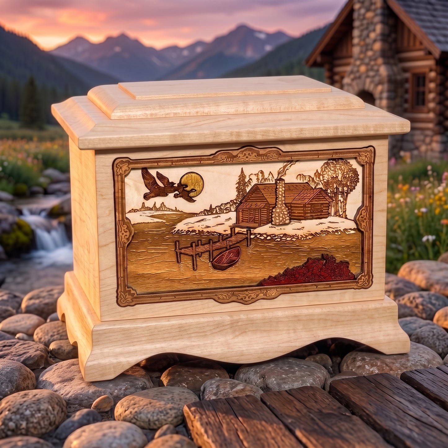 Ambassador Rustic Paradise Wood Memorial