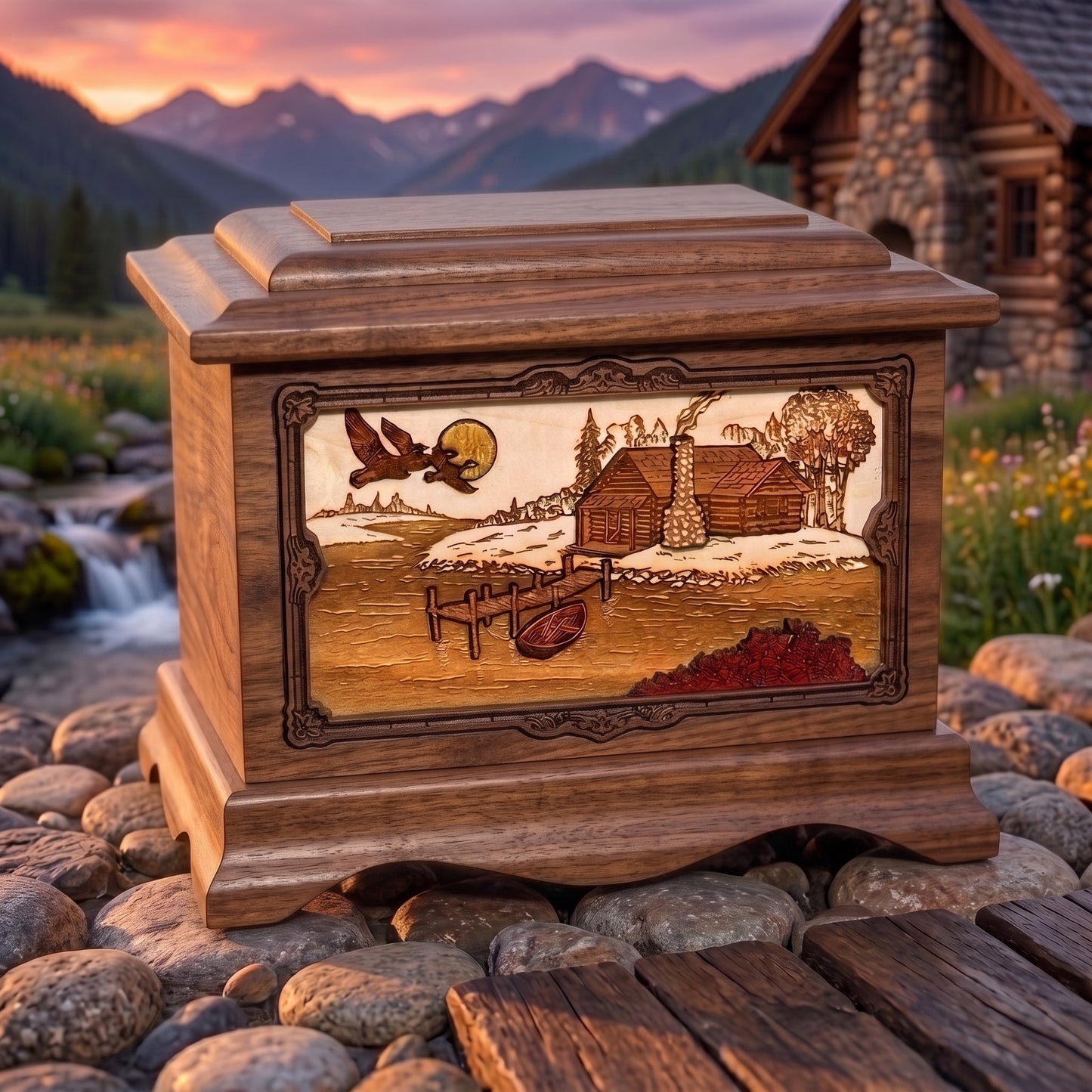 Ambassador Rustic Paradise Wood Memorial