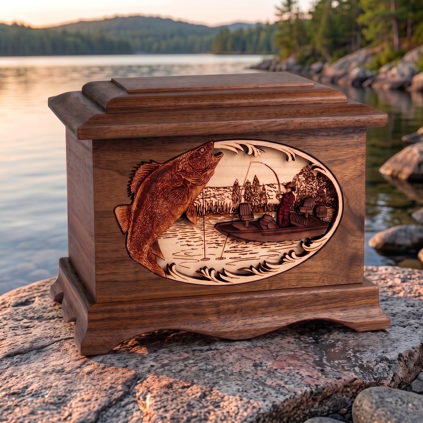 Ambassador Walleye Boat Fishing Wood Memorial