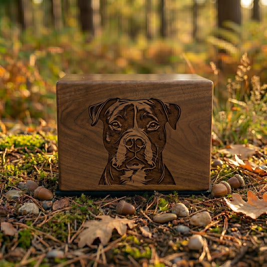 American Staffordshire Terrier Stencil Engraved Wood Memorial