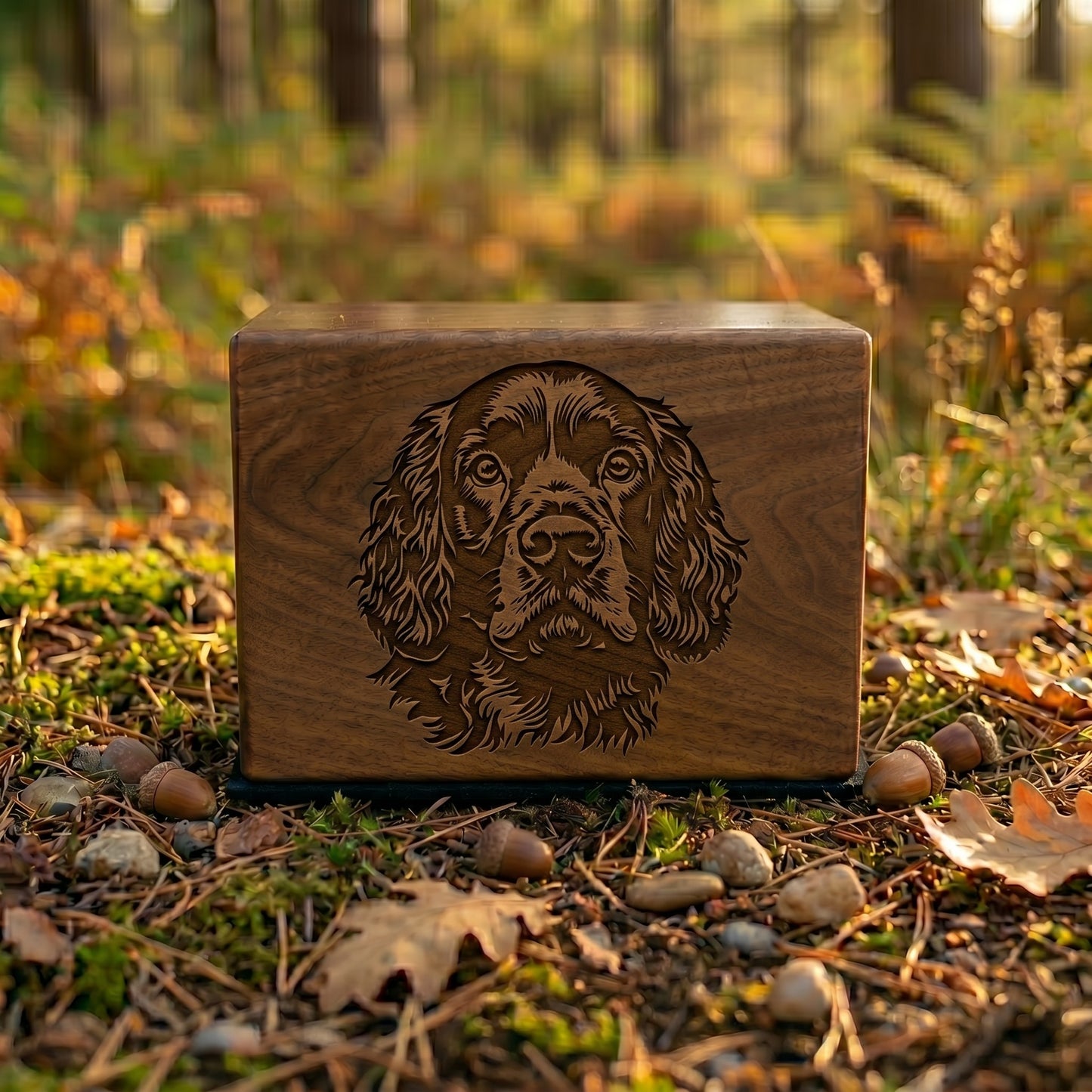 American Water Spaniel Stencil Engraved Wood Memorial