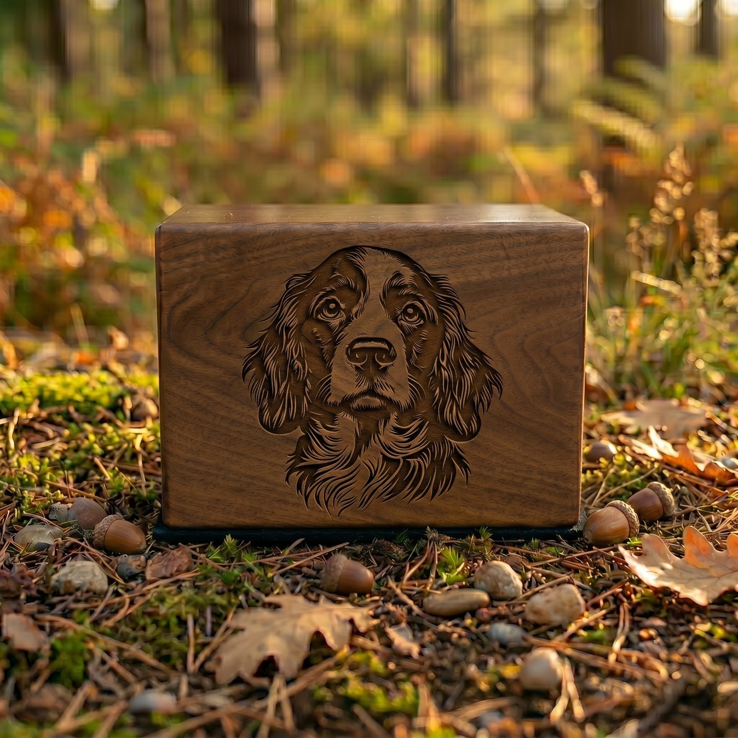 American Water Spaniel Stencil Engraved Wood Memorial