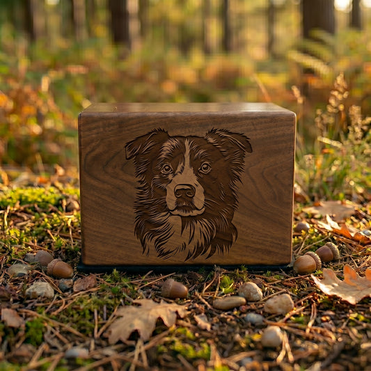Australian Shepherd Stencil Engraved Wood Memorial