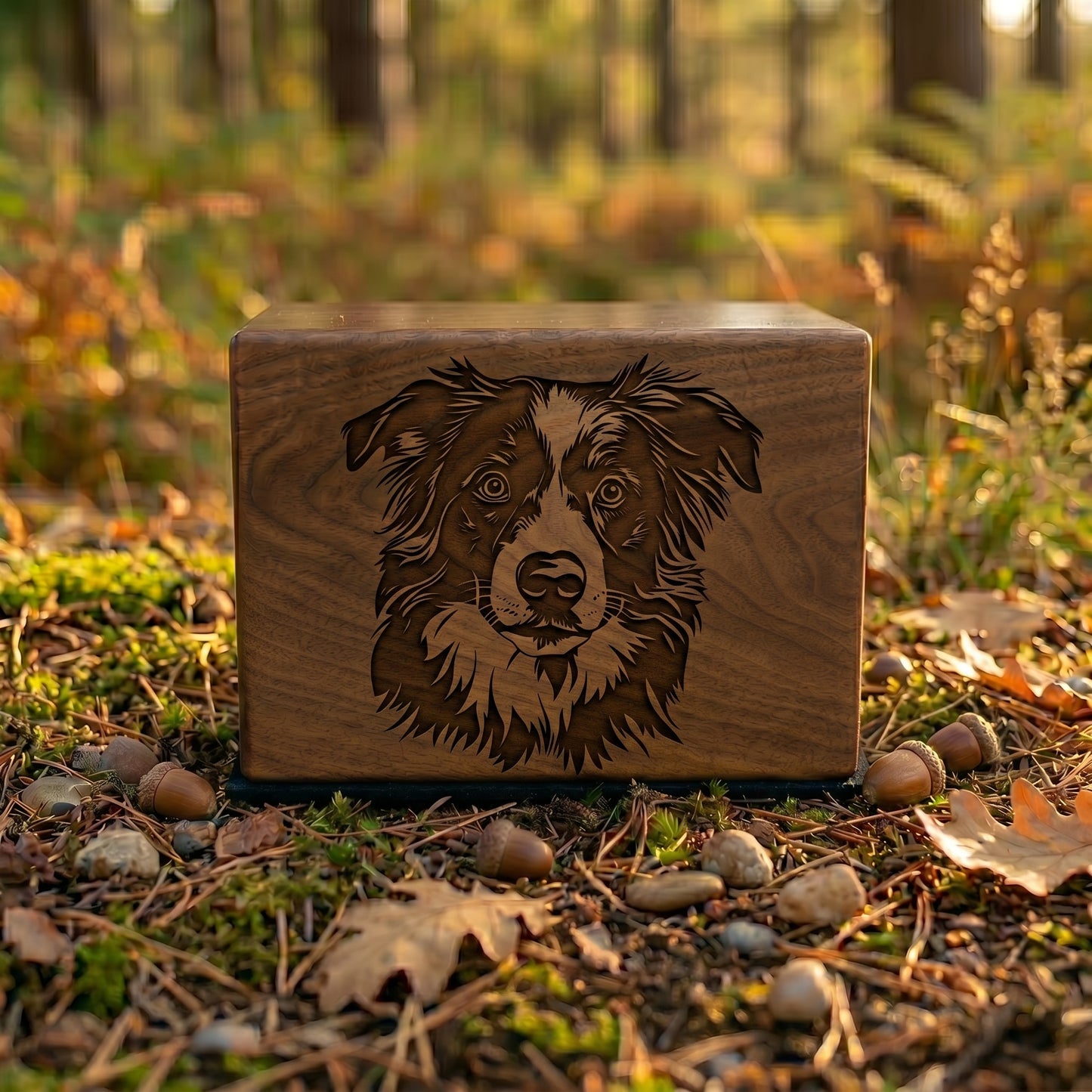 Australian Shepherd Stencil Engraved Wood Memorial