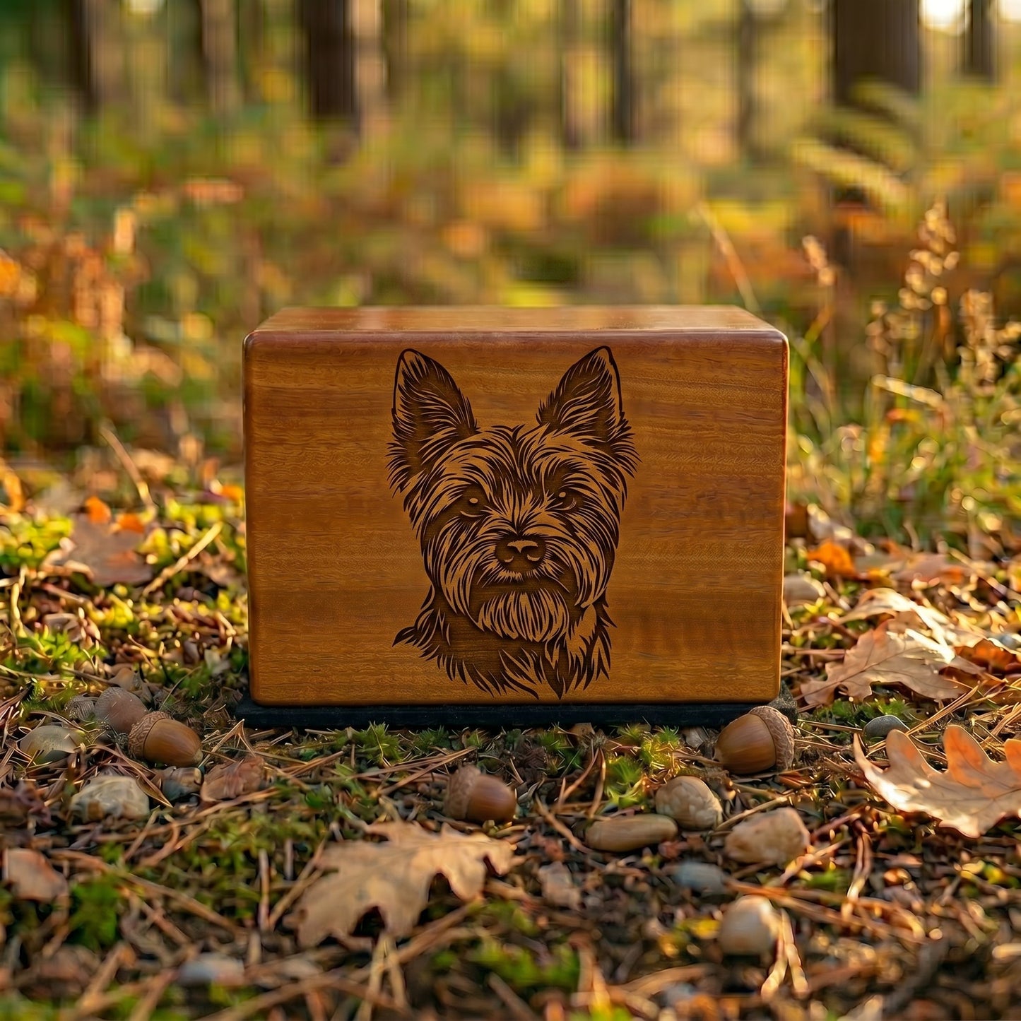 Australian Silky Terrier Stencil Engraved Wood Memorial