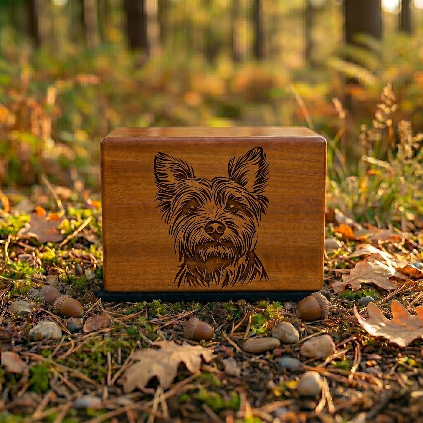 Australian Silky Terrier Stencil Engraved Wood Memorial