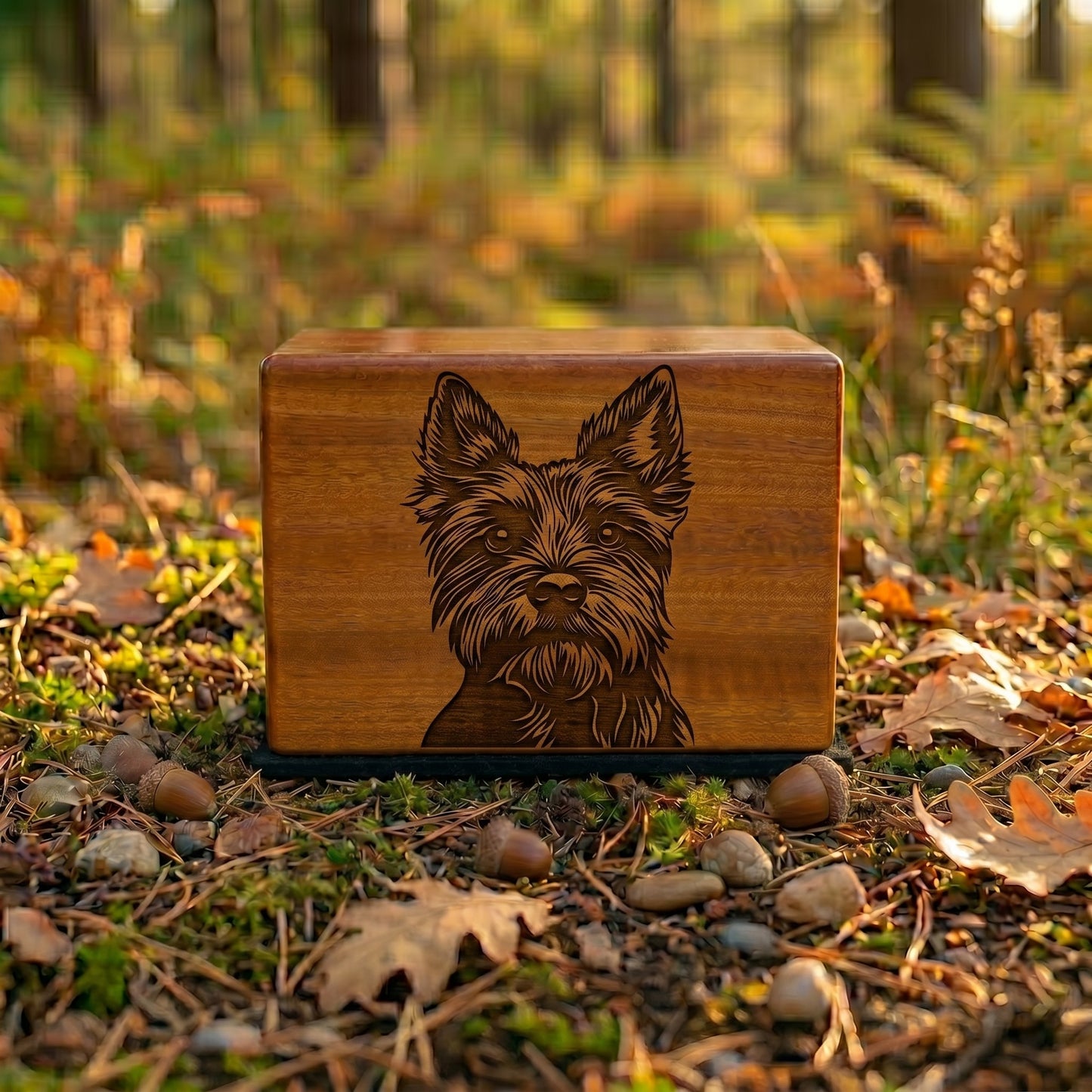Australian Terrier Stencil Engraved Wood Memorial