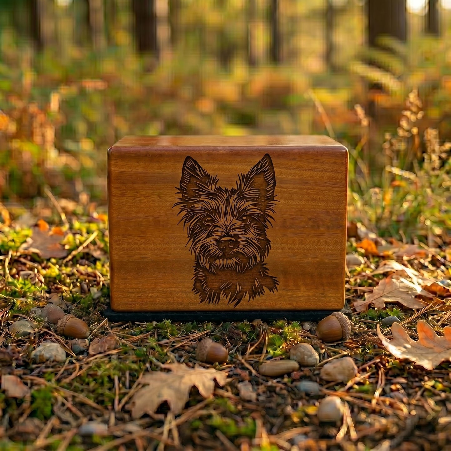 Australian Terrier Stencil Engraved Wood Memorial