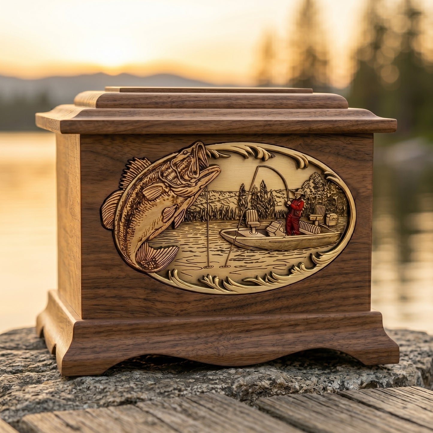 Ambassador Bass Boat Fishing Wood Memorial