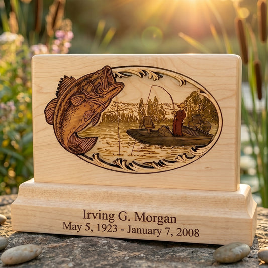 Bass Fishing Keepsake Wood Memorial