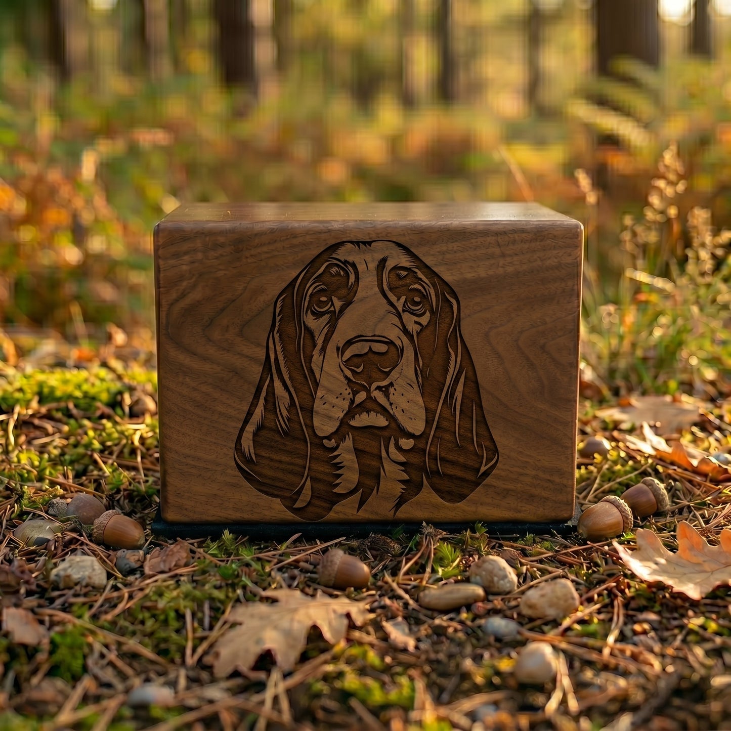 Basset Hound Stencil Engraved Wood Memorial