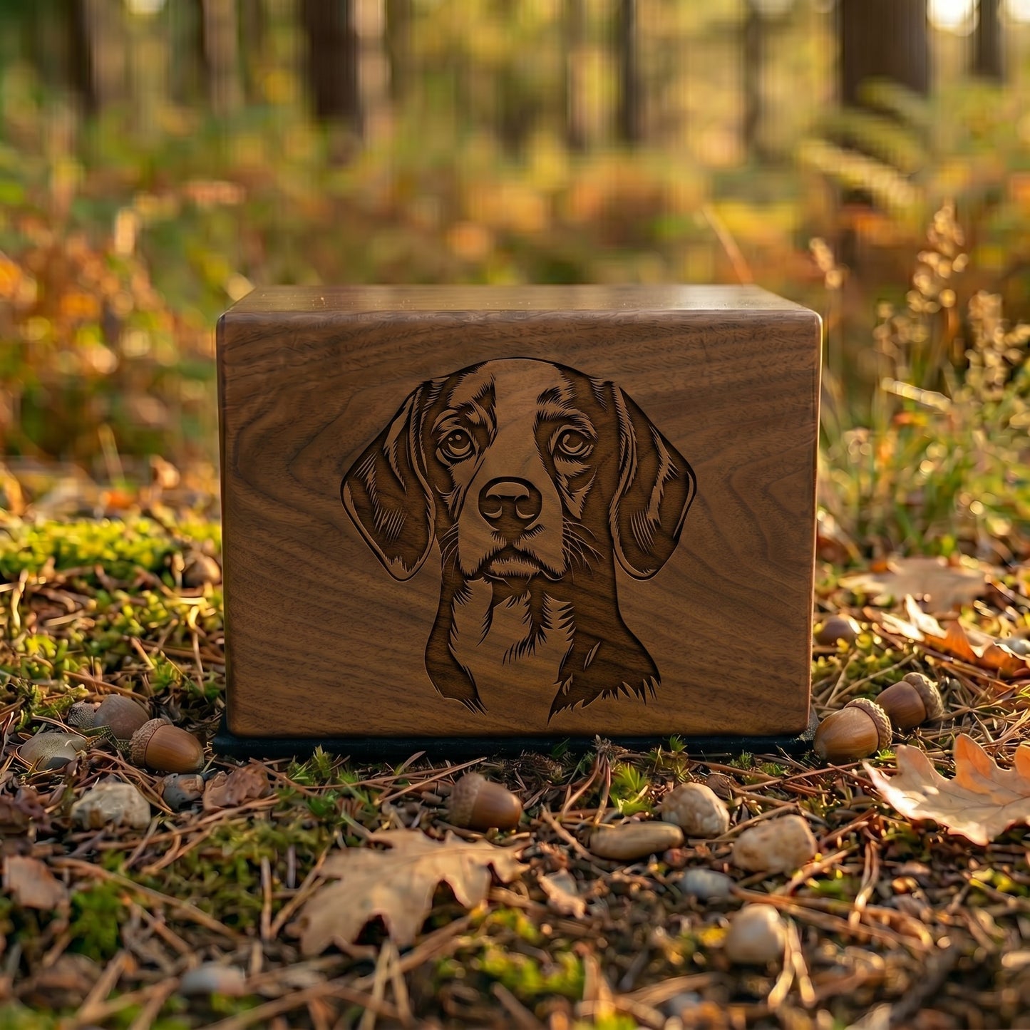 Beagle Stencil Engraved Wood Memorial