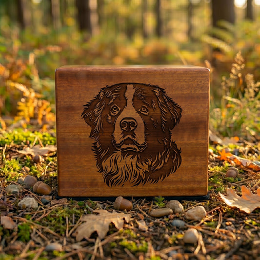 Bernese Mountain Dog Stencil Engraved Wood Memorial