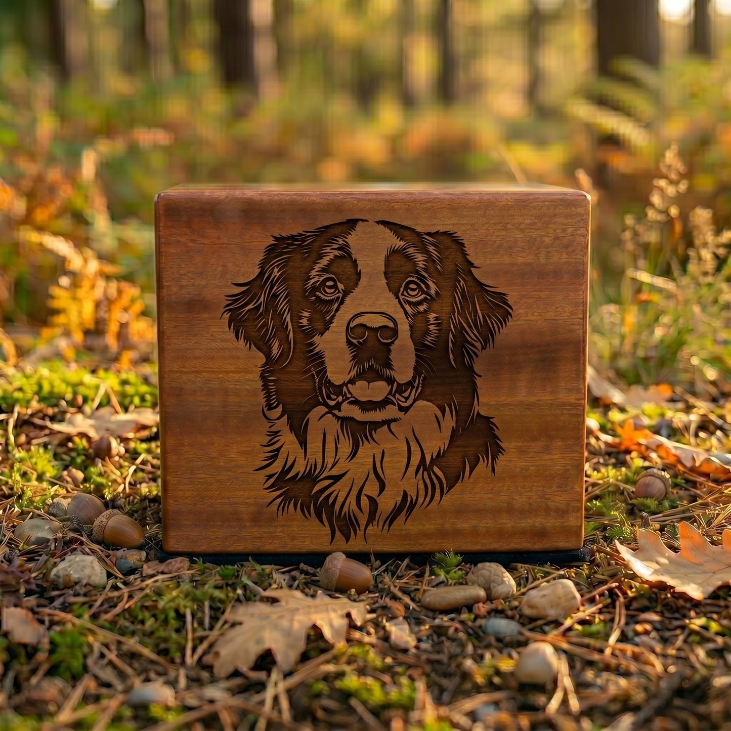 Bernese Mountain Dog Stencil Engraved Wood Memorial
