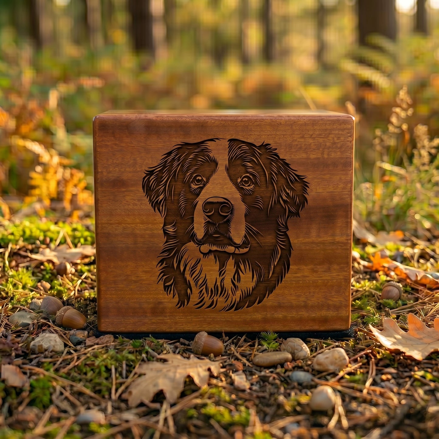 Bernese Mountain Dog Stencil Engraved Wood Memorial