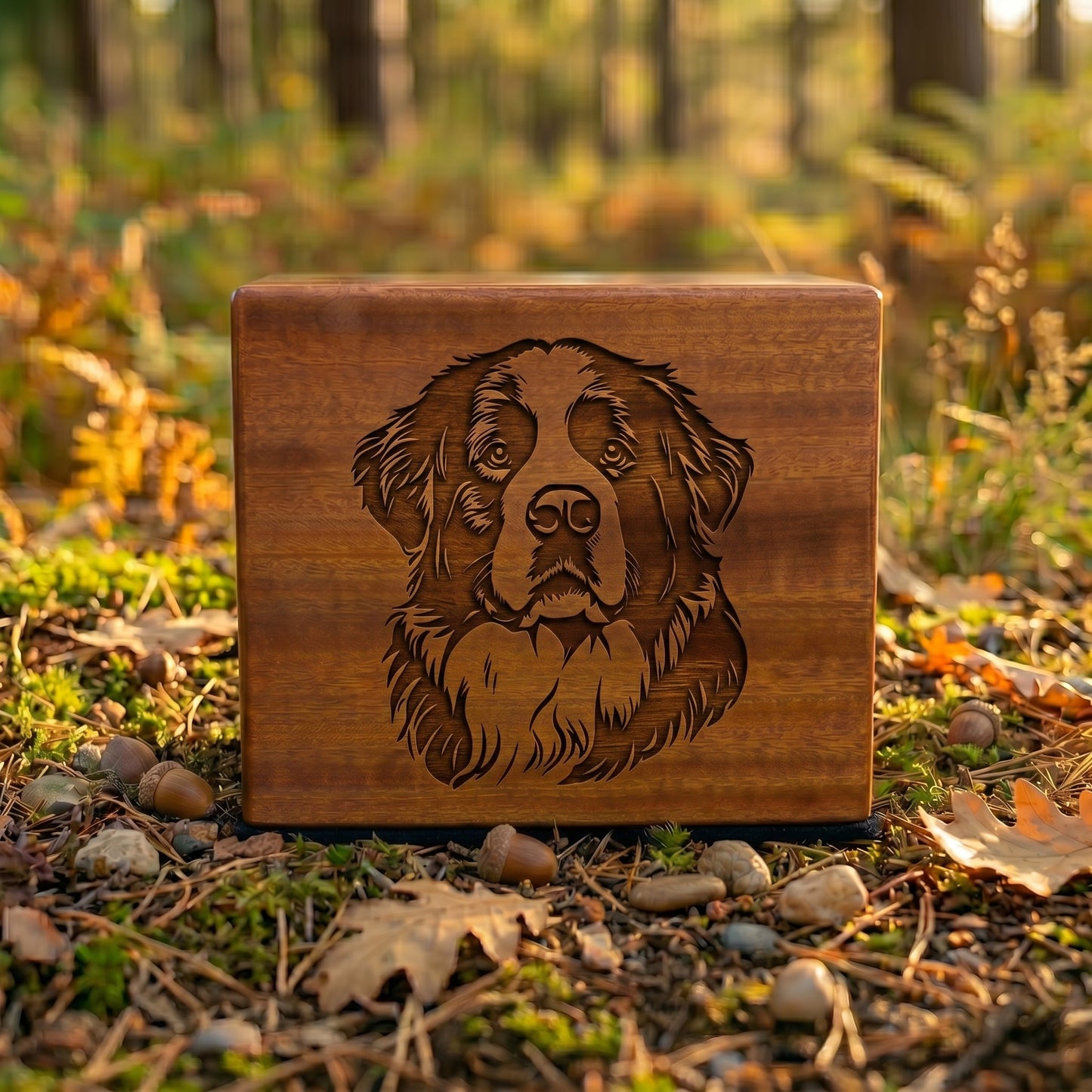 Bernese Mountain Dog Stencil Engraved Wood Memorial