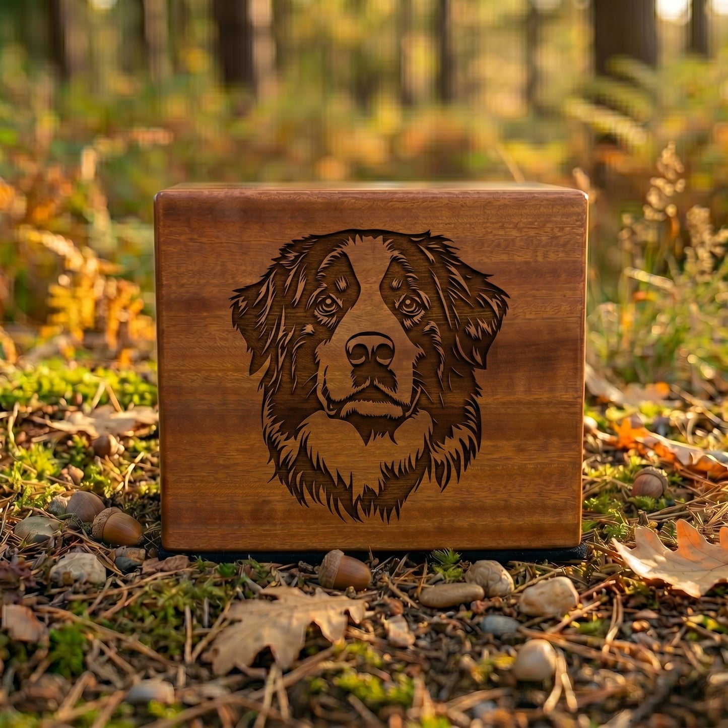 Bernese Mountain Dog Stencil Engraved Wood Memorial