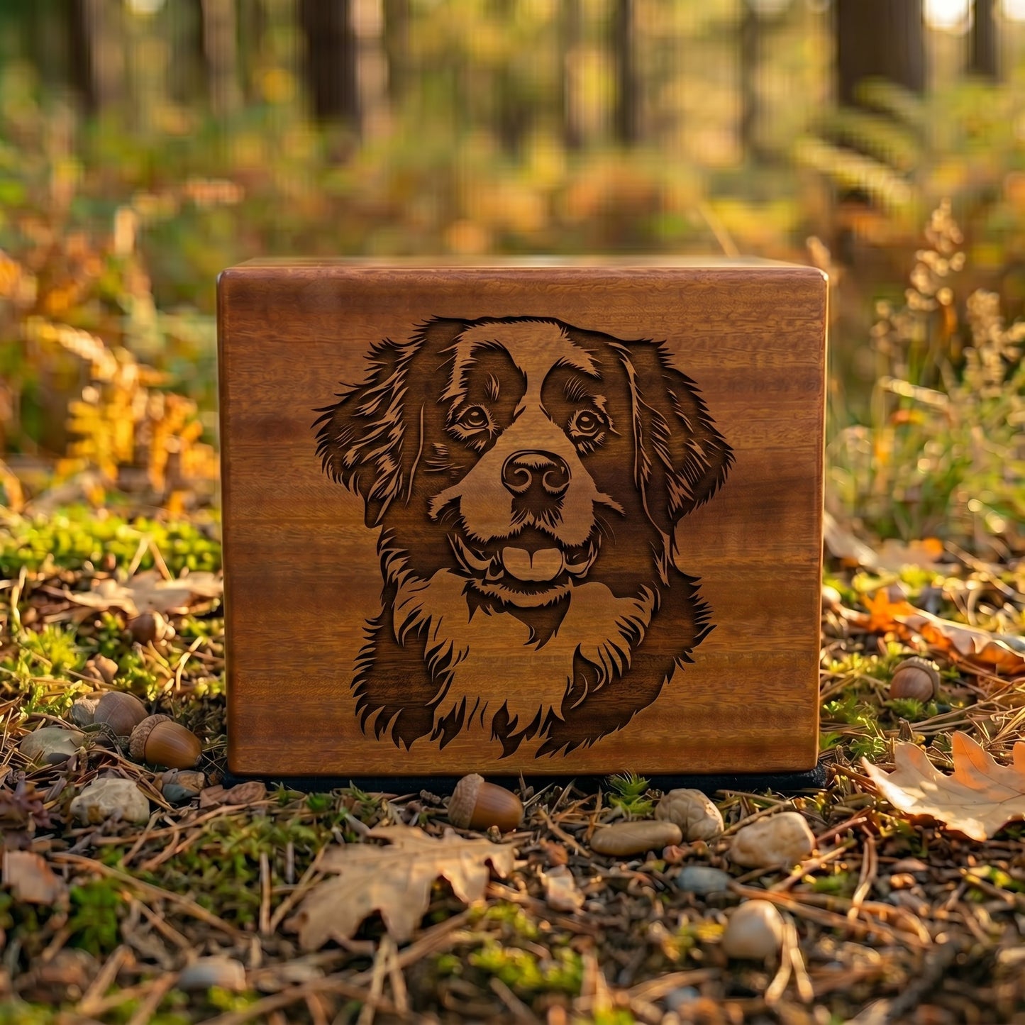 Bernese Mountain Dog Stencil Engraved Wood Memorial