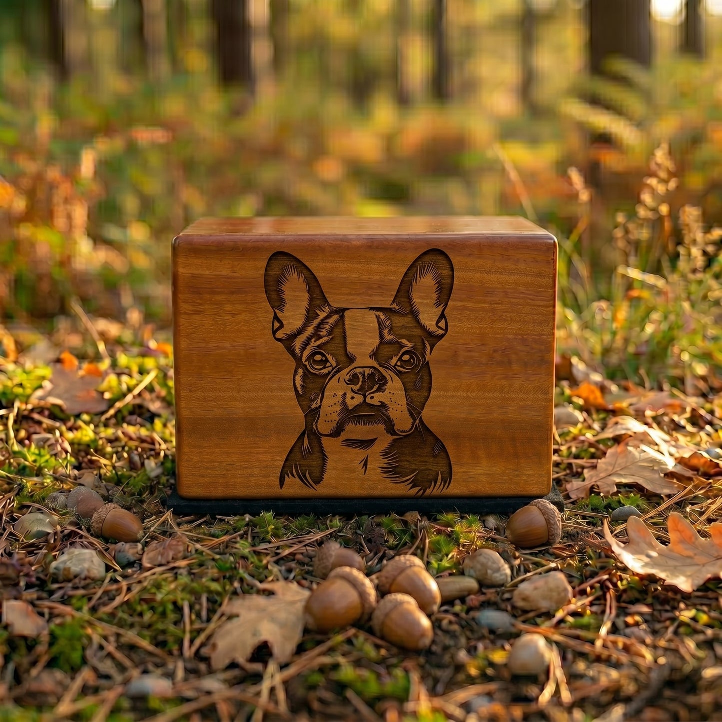 Boston Terrier Stencil Engraved Wood Memorial