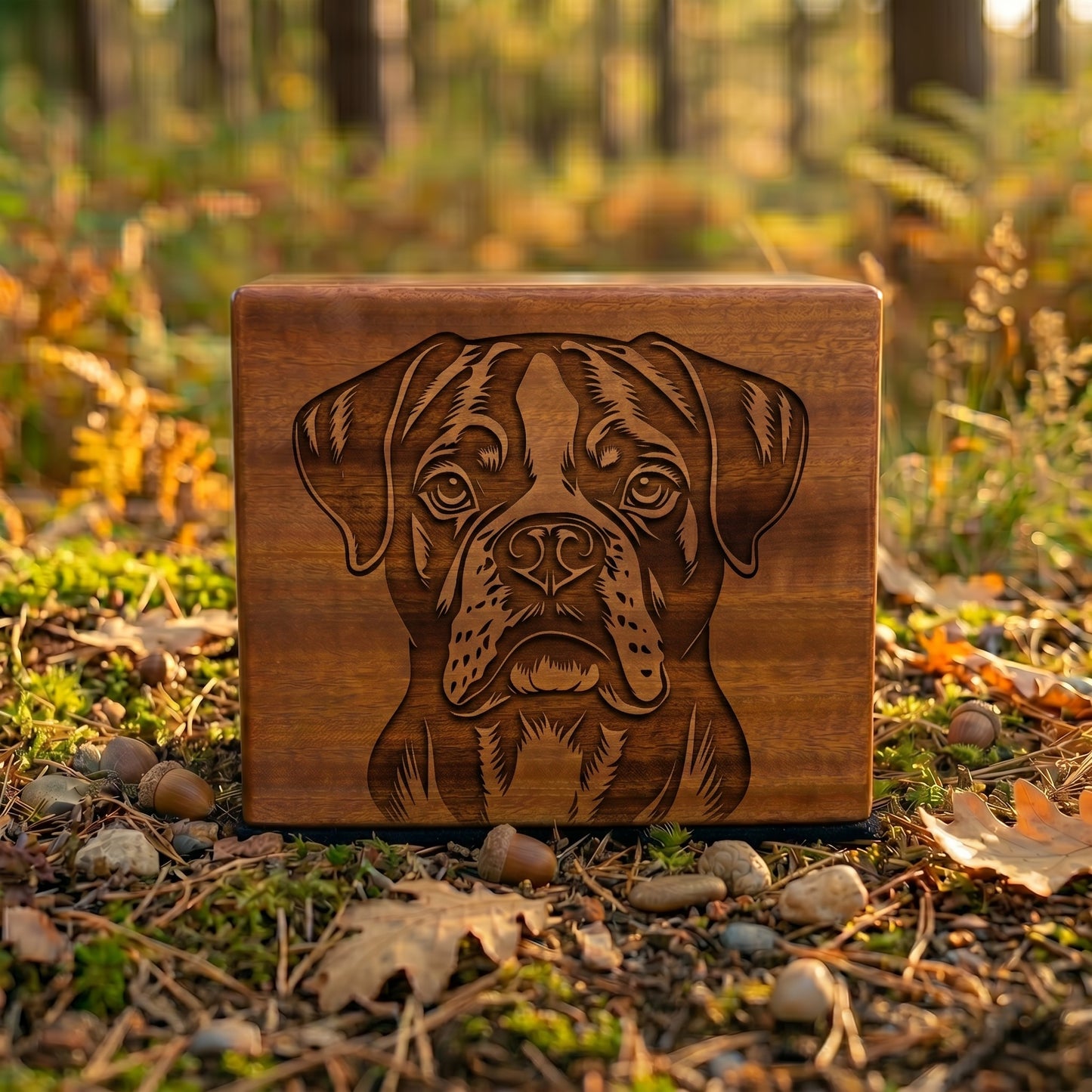 Boxer Stencil Engraved Wood Memorial