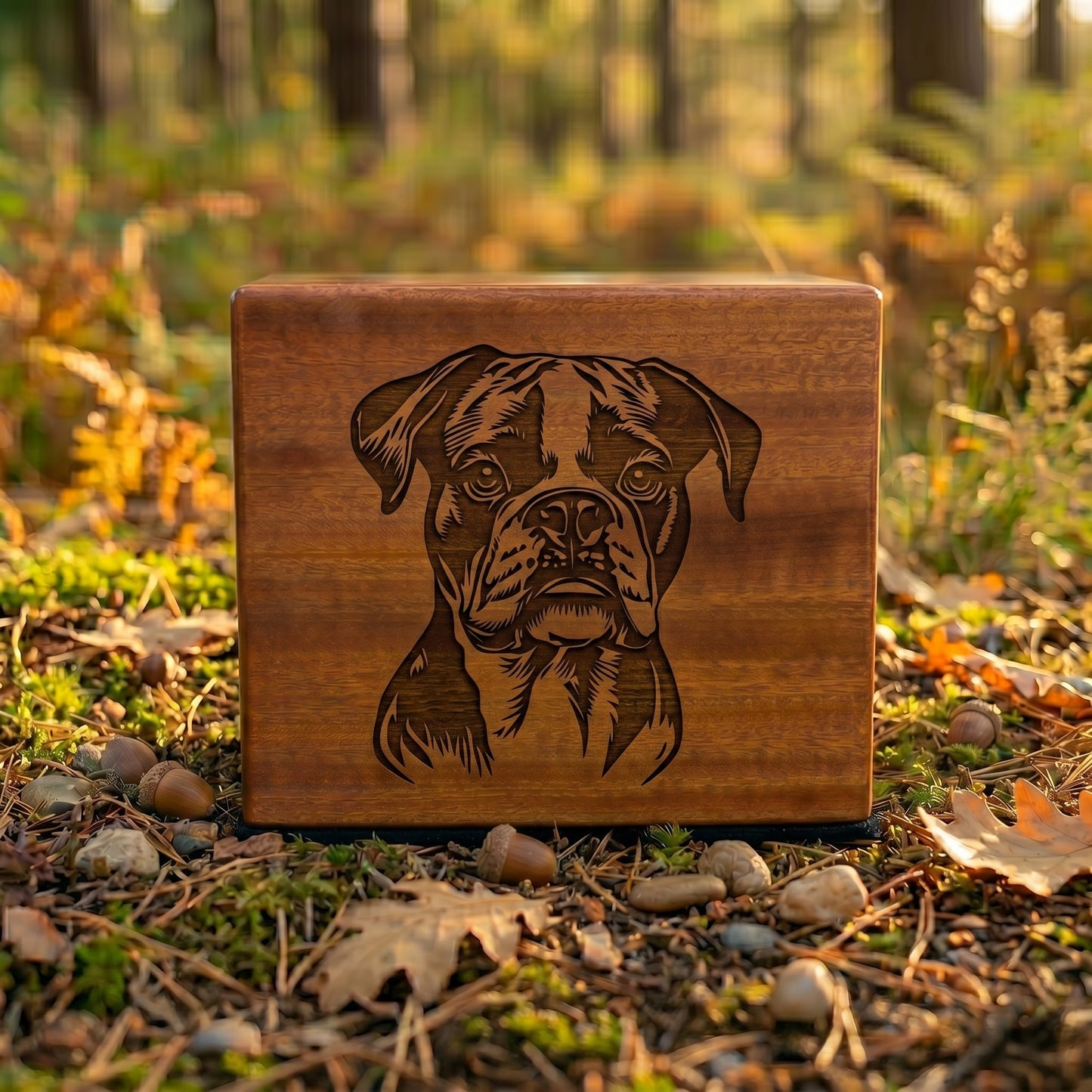 Boxer Stencil Engraved Wood Memorial