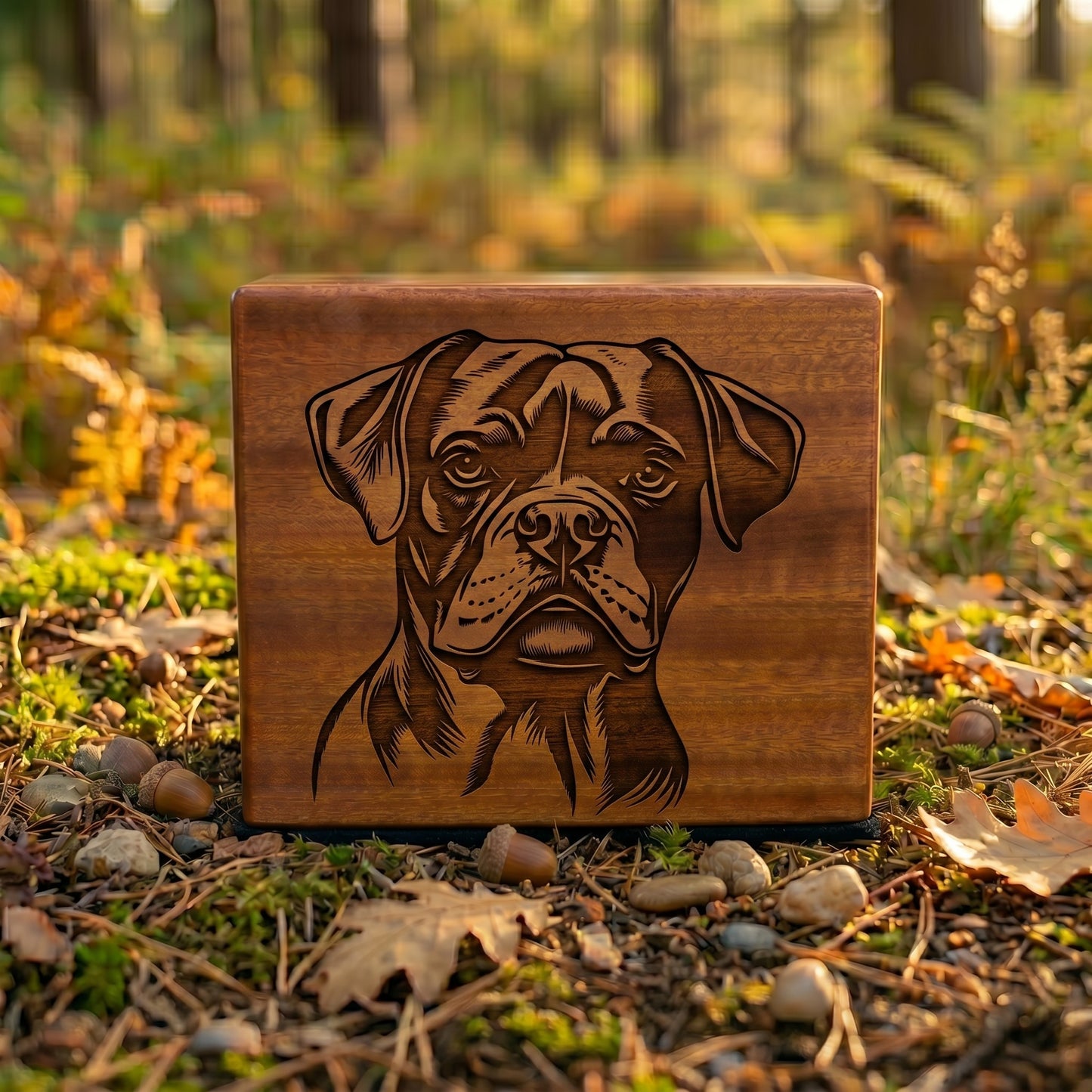 Boxer Stencil Engraved Wood Memorial